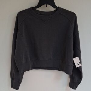 NWT SO Junior's S Charcoal Cropped Crewneck Sweatshirt